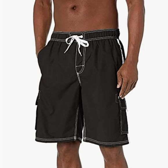 NWOT Kanu Surf black and white swim trunks - Picture 1 of 11